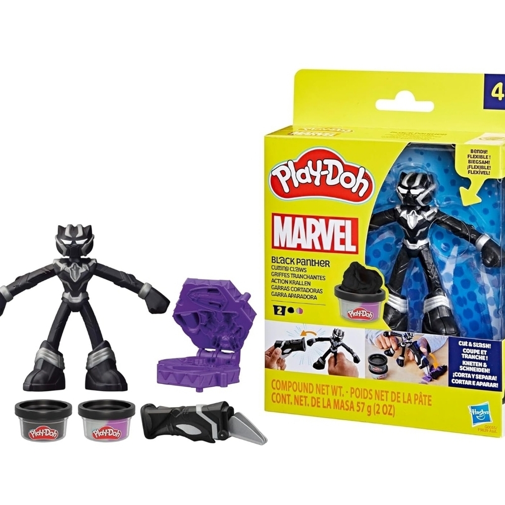 Play-Doh Marvel Black Panther Cutting Claws Kids Set Black‎ New Bendy Figure